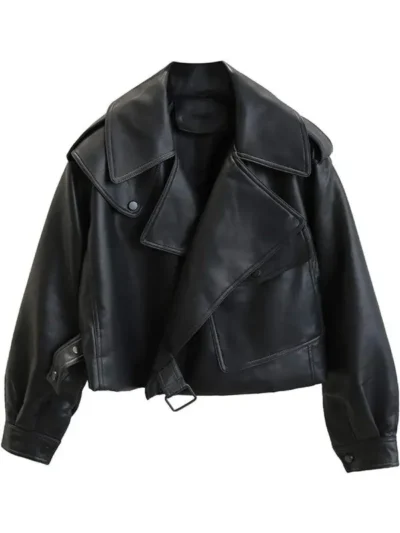 Women’s Oversized Black Leather jacket