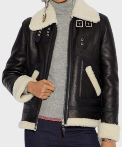 Aviator Black Shearling Leather Jacket
