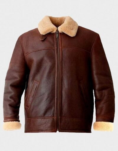 Men’s Brown Shearling Aviator Leather Jacket
