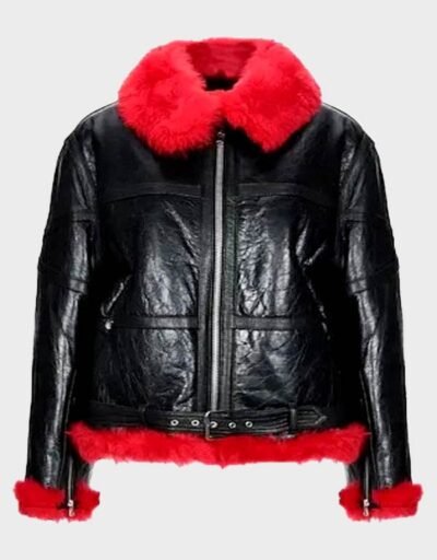 Red Aviator Shearling Jacket