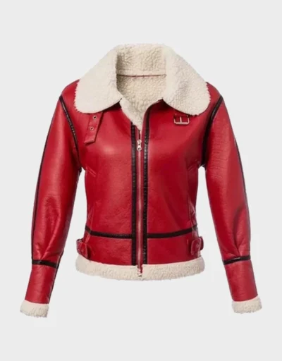 Red Leather Shearling Jacket | The Leather Maker