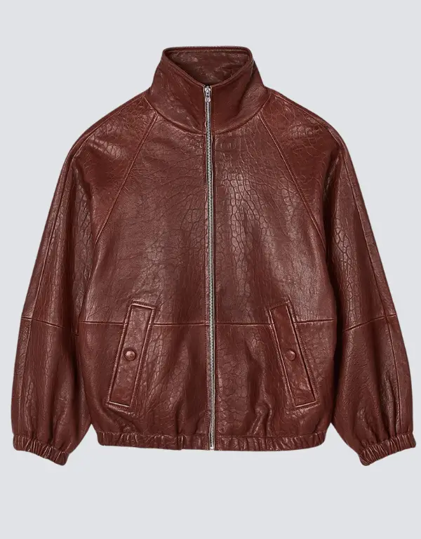 Women's Oversized Red leather Jacket