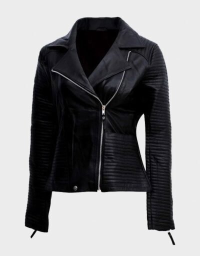 Stylish Black Biker Leather Jacket For Women