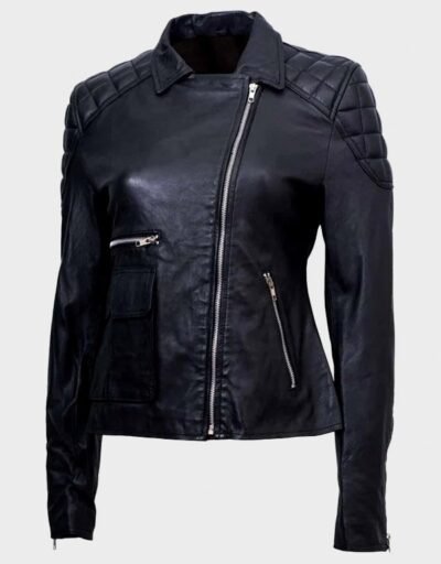 Black Womens Quilted Leather Jacket