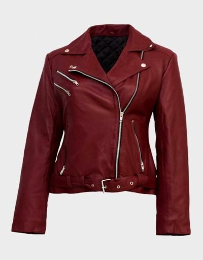 Women's Burgundy Leather Jacket