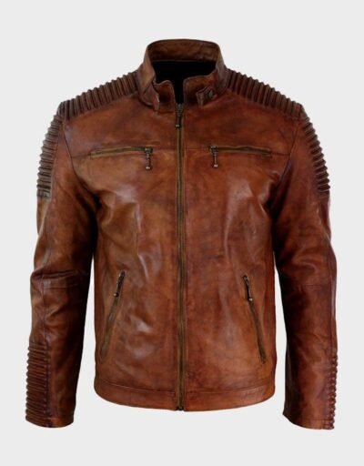 Cafe Racer Brown Distressed Leather Jacket