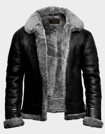 Mens B3 Flight Aviator Fur Leather Jacket