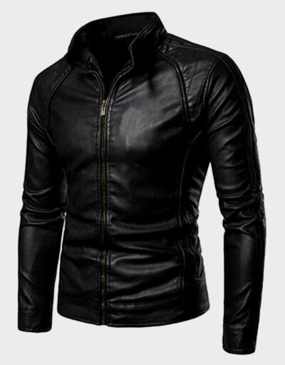 Mens High Collar Jacket | The Leather Maker