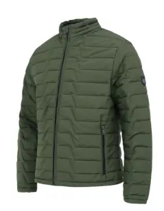 Olive Plain Mock Neck Puffer Jacket