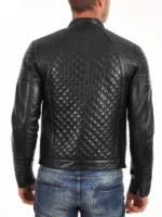 Edgy Black Quilted Leather Jacket for Men's - Image 2