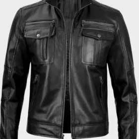 Men's Cafe Racer Black Leather Jacket