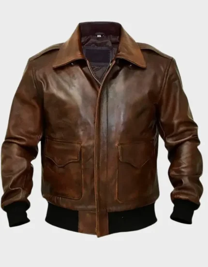 Men’s Air Force A2 Brown Bomber Leather Jacket | TLM