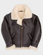 Mens B-3 Fur Hooded Sheepskin Bomber Jacket - Image 2