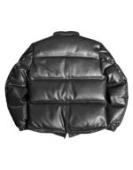 Men’s Black Handmade Sheepskin Leather Quilted Puffer Jacket - Image 3