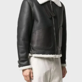 Mens Genuine Black Shearling Aviator Jacket
