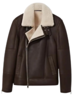 Mens Shearling Lined Leather Aviator Jacket