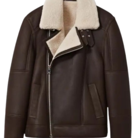 Mens Shearling Lined Leather Aviator Jacket