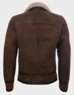 Mens Shearling Sheepskin Flying Jacket - Vail -Chestnut Brown - Image 3