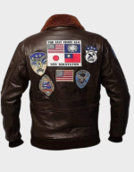 Men’s Navy G-1 Aviator Leather Bomber Jacket - Image 2