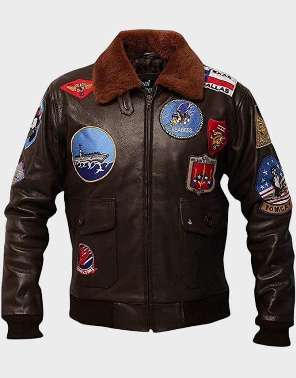 Top-Gun-G-1-Maverick-Flying-Leather-Bomber-Jacket.png Men’s Navy G-1 Aviator Leather Bomber Jacket - Image 1