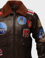 Men’s Navy G-1 Aviator Leather Bomber Jacket - Image 3