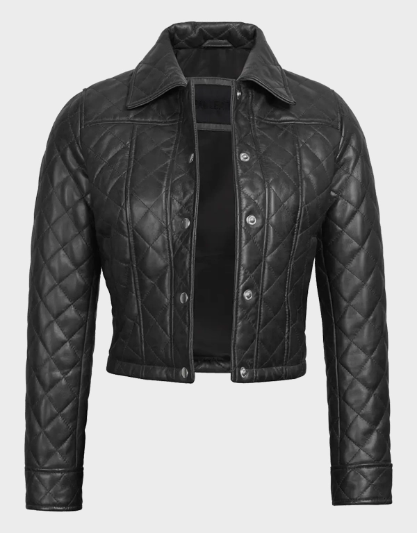 WCJ-1-1.webp Women's Black Quilted Cropped Leather Jacket - Image 1