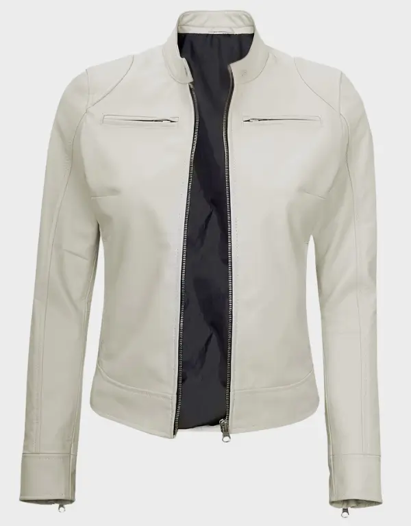 Women-Off-White-Leather-Cafe-Racer-Jacket.webp Off White Leather Cafe Racer Jacket for Women - Image 1