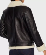 Aviator Black Shearling Leather Jacket - Image 2
