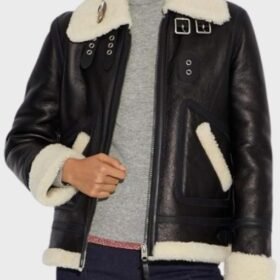 Aviator Black Shearling Leather Jacket