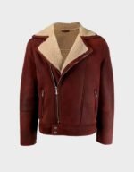 Aviator Burgundy Sheepskin Leather Jacket