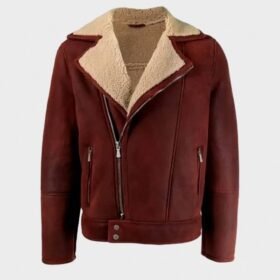 Aviator Burgundy Sheepskin Leather Jacket
