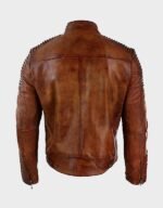 Cafe Racer Brown Distressed Leather Jacket - Image 2