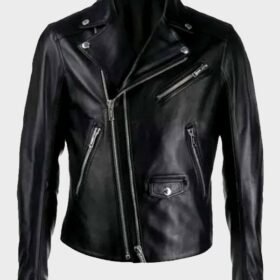 Black Double-Zip Motorcycle Jacket