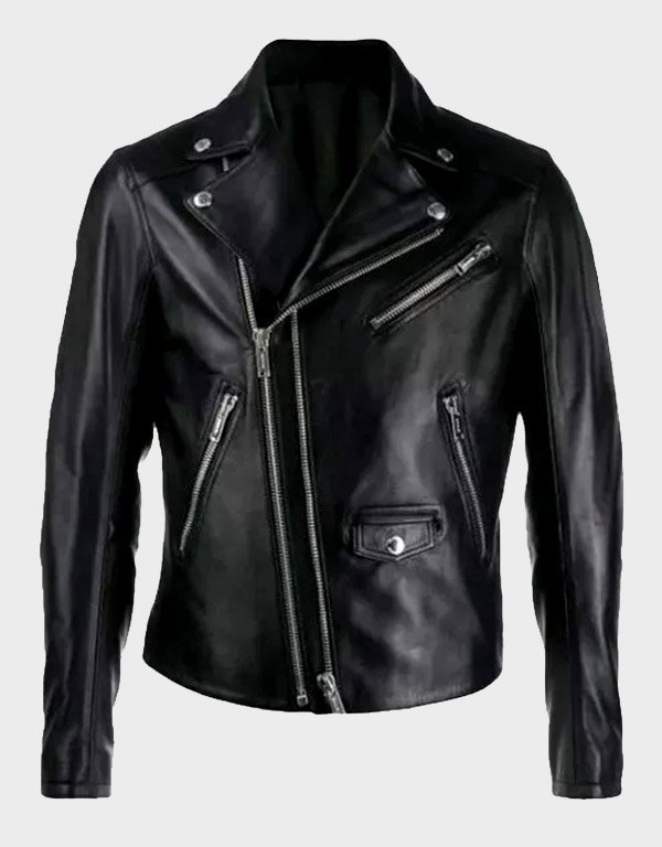 black-double-zip-motorcycle-jacket.jpg Black Double-Zip Motorcycle Jacket - Image 1