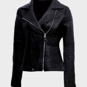 Stylish Black Biker Leather Jacket For Women
