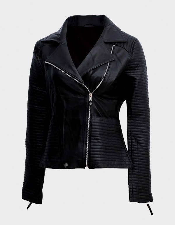 black-leather-biker-jacket.jpg Stylish Black Biker Leather Jacket For Women - Image 1