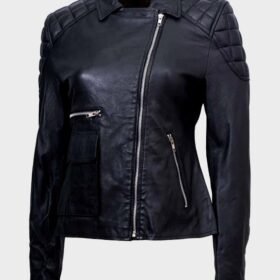 Black Womens Quilted Leather Jacket
