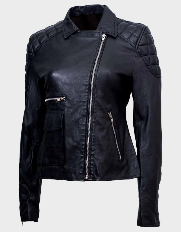 black-quilted-leather-jacket.jpg Black Womens Quilted Leather Jacket - Image 1