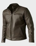 Mens Biker Leather Jacket Red - Image 4