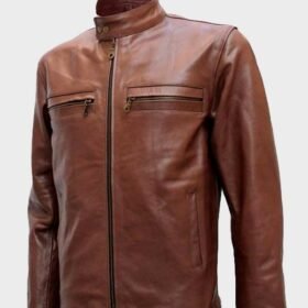 Brown Cafe Racer Leather Jacket