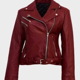 Women's Burgundy Leather Jacket
