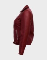 Women's Burgundy Leather Jacket - Image 3