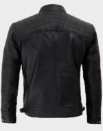 Mens Black Cafe Racer Leather Jacket - Image 2