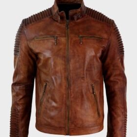 Cafe Racer Brown Distressed Leather Jacket