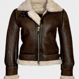 Fur Distressed Brown Leather Jacket