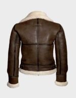 Fur Distressed Brown Leather Jacket - Image 2