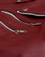 Women's Burgundy Leather Jacket - Image 4