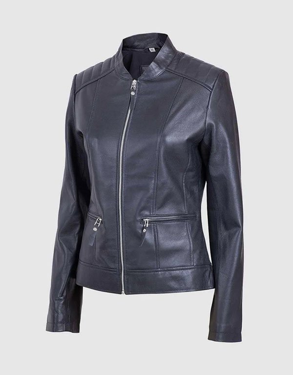 lightweight-sheep-jacket-1.jpg Black Women Lightweight Sheep Leather Jacket - Image 1