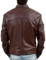 Men's Chestnut Brown Leather Jacket - Assantii - Image 2
