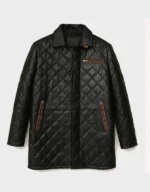 Black Sheepskin Leather Winter Coat for Men - Image 2